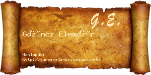 Güncz Elemér névjegykártya